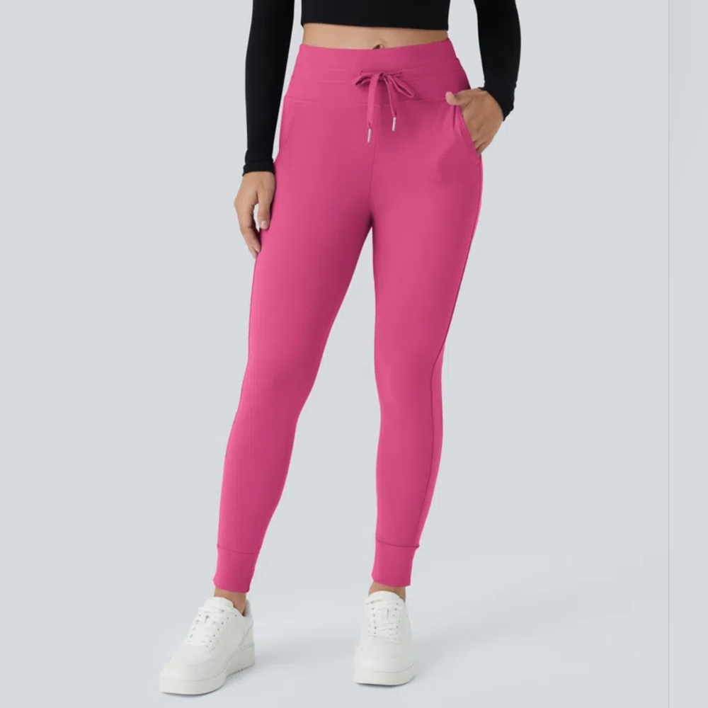 HALARA Pink High-Rise Drawstring Joggers